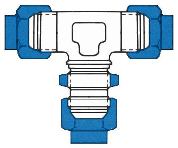 Tee, Flared Tube to Bulkhead on Branch