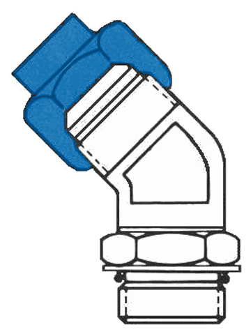 45° Elbow, Flared Tube to Adjustable